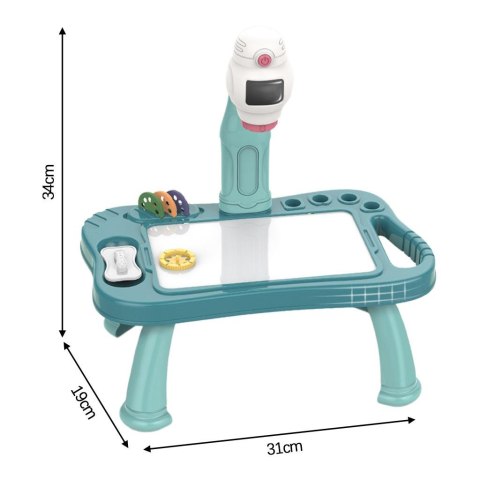 Projektor LED do rysowania – Niebieska Rakieta z 48 wzorami i lampką nocną