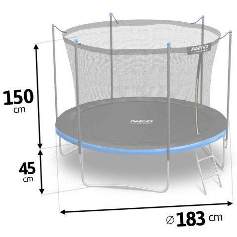 Trampolina Ogrodowa 183 cm (6 ft) z siatką wewn. i drabinką Neo-Sport