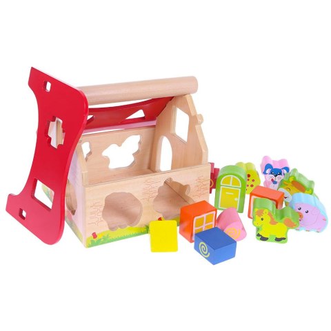 Drewniany Domek Farma Sorter z Klockami ECOTOYS