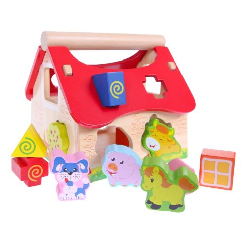 Drewniany Domek Farma Sorter z Klockami ECOTOYS