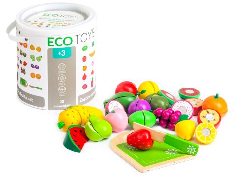 Drewniane Owoce do Krojenia ECOTOYS 20 szt