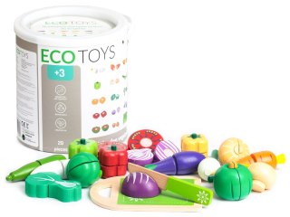 Drewniane Warzywa do Krojenia ECOTOYS 20 Elementów z Wiaderkiem