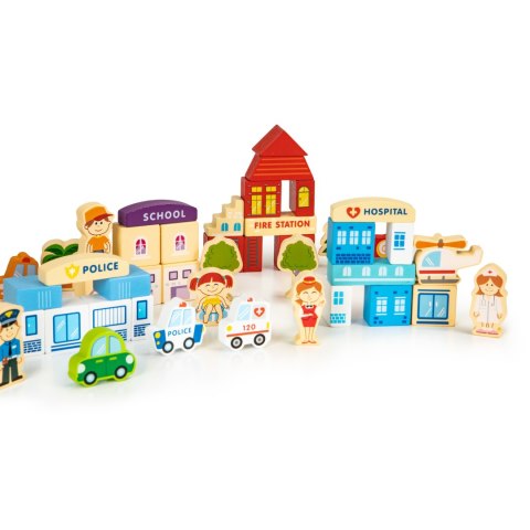 Drewniane klocki edukayjne miasto zoo 120 el. ECOTOYS