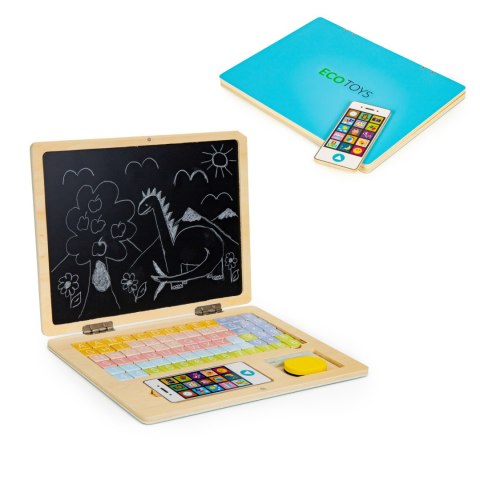 Tablica edukacyjna magnetyczna laptop litery cyfry ECOTOYS