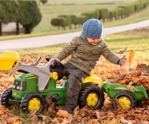 Rolly Toys 023110 Traktor Rolly Kid John Deere z łyżką i przyczepą