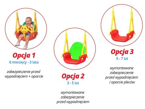 Huśtawka kubełkowa modułowa 3w1 Edu-Play Jumbo - do domu i ogrodu