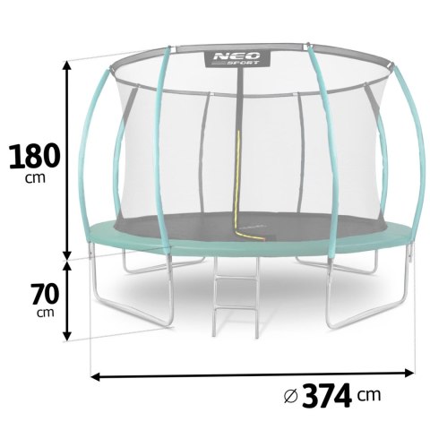 Trampolina ogrodowa profilowana 12ft/374cm z siatką wewnętrzną Neo-Sport