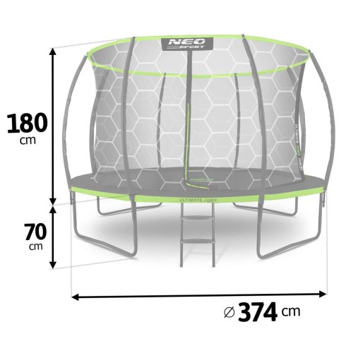 Trampolina ogrodowa profilowana 12ft/374cm z siatką wewnętrzną Neo-Sport