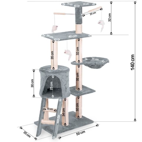 Drapak dla kota 140 cm DR-267 Pethaus z myszką szary