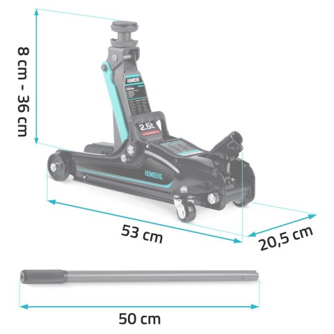 Podnośnik Hydrauliczny Humberg HM-380 niskoprofilowy 2,5T, 80-360 mm