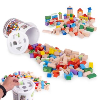 Drewniane Klocki 100 Sztuk – Wiaderko Sorter ECOTOYS