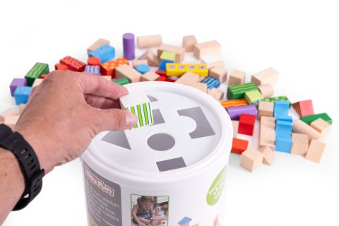 Drewniane Klocki 100 Sztuk – Wiaderko Sorter ECOTOYS