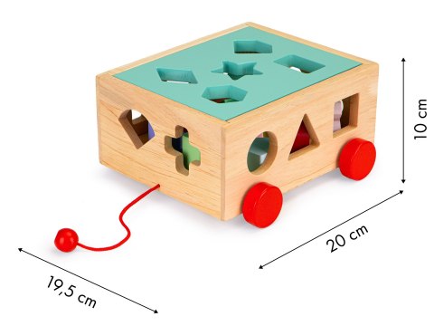 Drewniany Wózek Sorter Dla Dzieci – Kolorowe Klocki, Nauka Poprzez Zabawę ECOTOYS