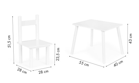 Komplet Dziecięcy Stolik i Krzesła - Biały Skandynawski Design ECOTOYS