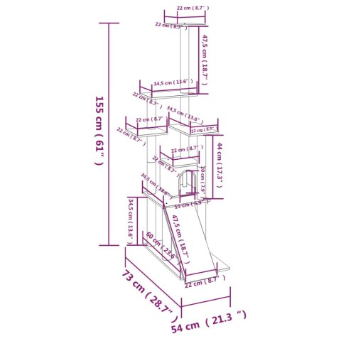 Drapak Dla Kota 155 cm – Domek, Rampa i Platformy