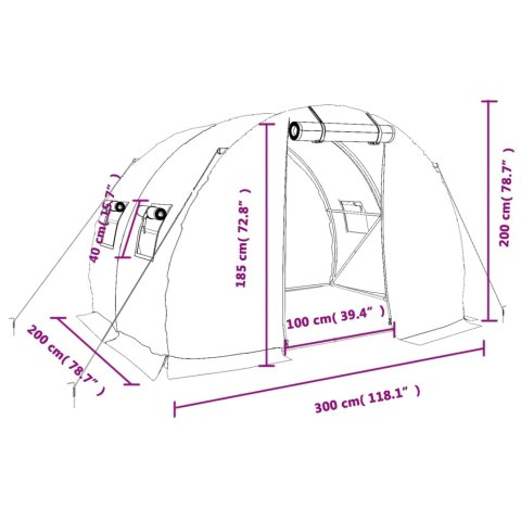 VidaXL Szklarnia ze stalową ramą, biała, 6 m², 3x2x2 m