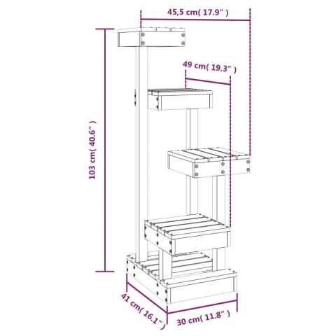 Drzewko Dla Kota – 103 cm, Białe, 4 Platformy, Lite Drewno Sosnowe