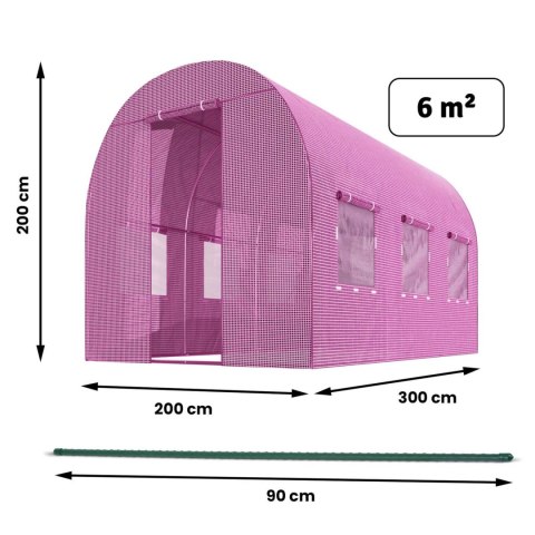 Szklarnia Ogrodowa, Foliak 6 m² – tunel foliowy 2x3 m, różowy , Plonos