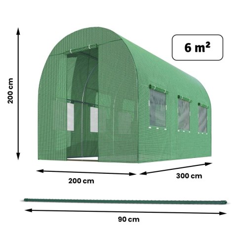 Szklarnia Ogrodowa, Foliak 6 m² – tunel foliowy 2x3 m, zielony , Plonos