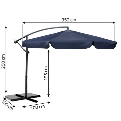 Parasol Ogrodowy z pokrowcem Plonos 350 cm 6 segmentowy Regulowany