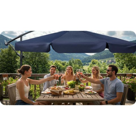 Parasol Ogrodowy z pokrowcem Plonos 350 cm 6 segmentowy Regulowany