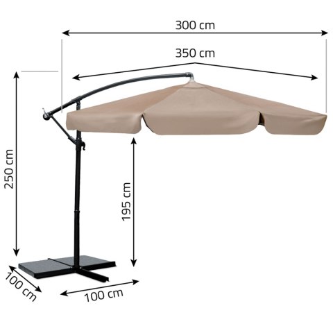 Parasol Ogrodowy z pokrowcem Plonos 350 cm 6 segmentowy Regulowany