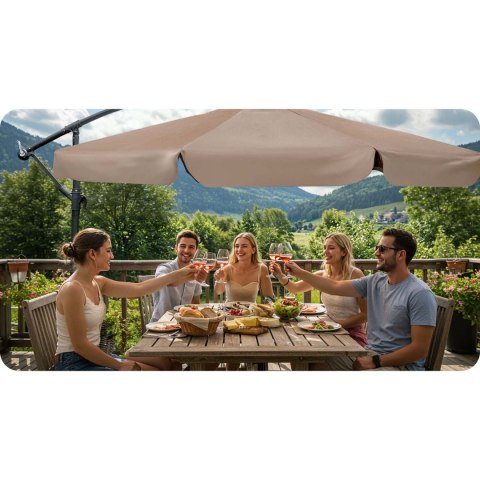 Parasol Ogrodowy z pokrowcem Plonos 350 cm 6 segmentowy Regulowany