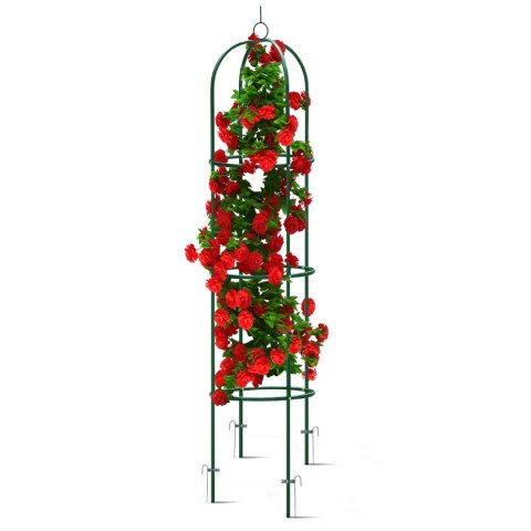 Pergola Ogrodowa 200x40 cm Kolumnowa, Metalowa Zielona na Róże i Pnącza