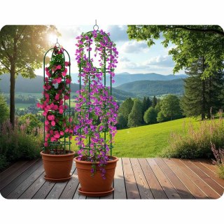 Pergola Ogrodowa 200x40 cm Kolumnowa, Metalowa Zielona na Róże i Pnącza