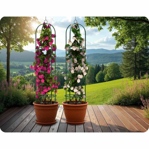 Pergola Ogrodowa 200x40 cm Kolumnowa, Metalowa Zielona na Róże i Pnącza