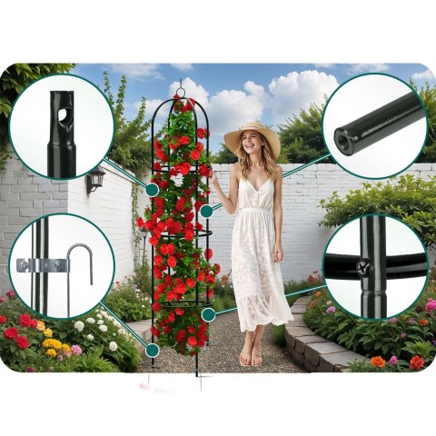 Pergola Ogrodowa 200x40 cm Kolumnowa, Metalowa na Róże i Pnącza