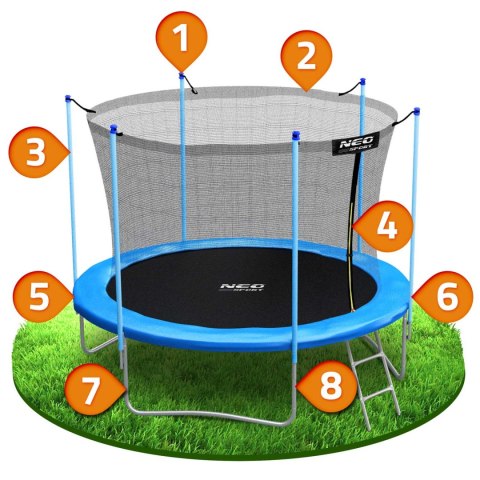 Trampolina Ogrodowa 10ft/312 cm z Siatką i Drabinką – Neo-Sport