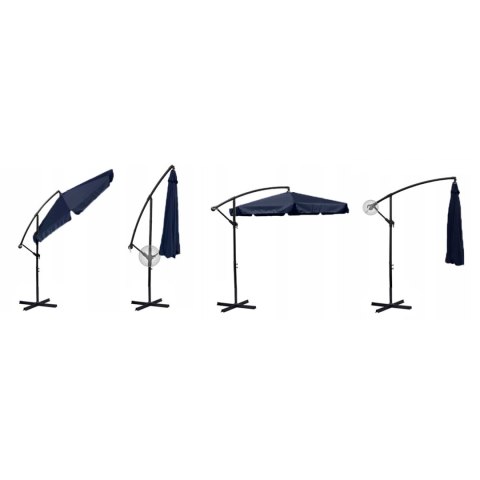 Parasol ogrodowy składany 6 segmentów granatowy 350cm