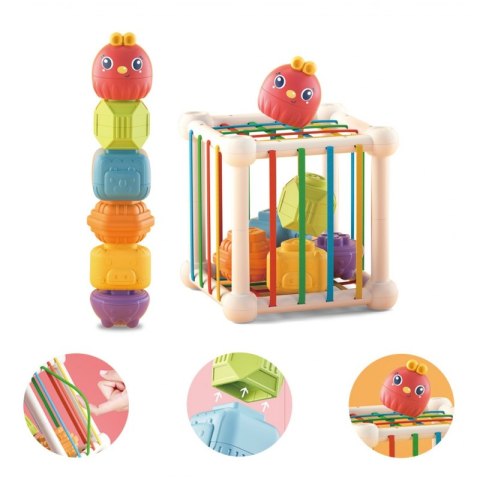 WOOPIE BABY Kostka Sensoryczna Sorter dla Dzieci Zwierzątka + Grzechotka 7 el.