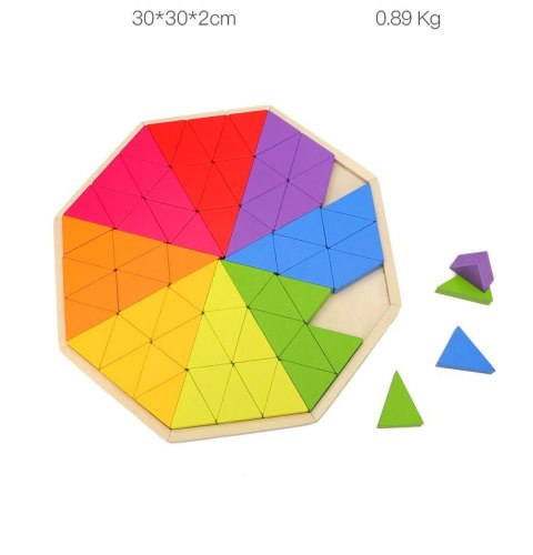 Gra logiczna Kolorowe Drewniane klocki Trójkąty układanka puzzle