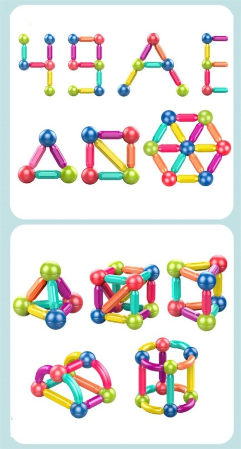 Zestaw Klocków Magnetycznych MAGNETIC STICKS – 64 Elementy