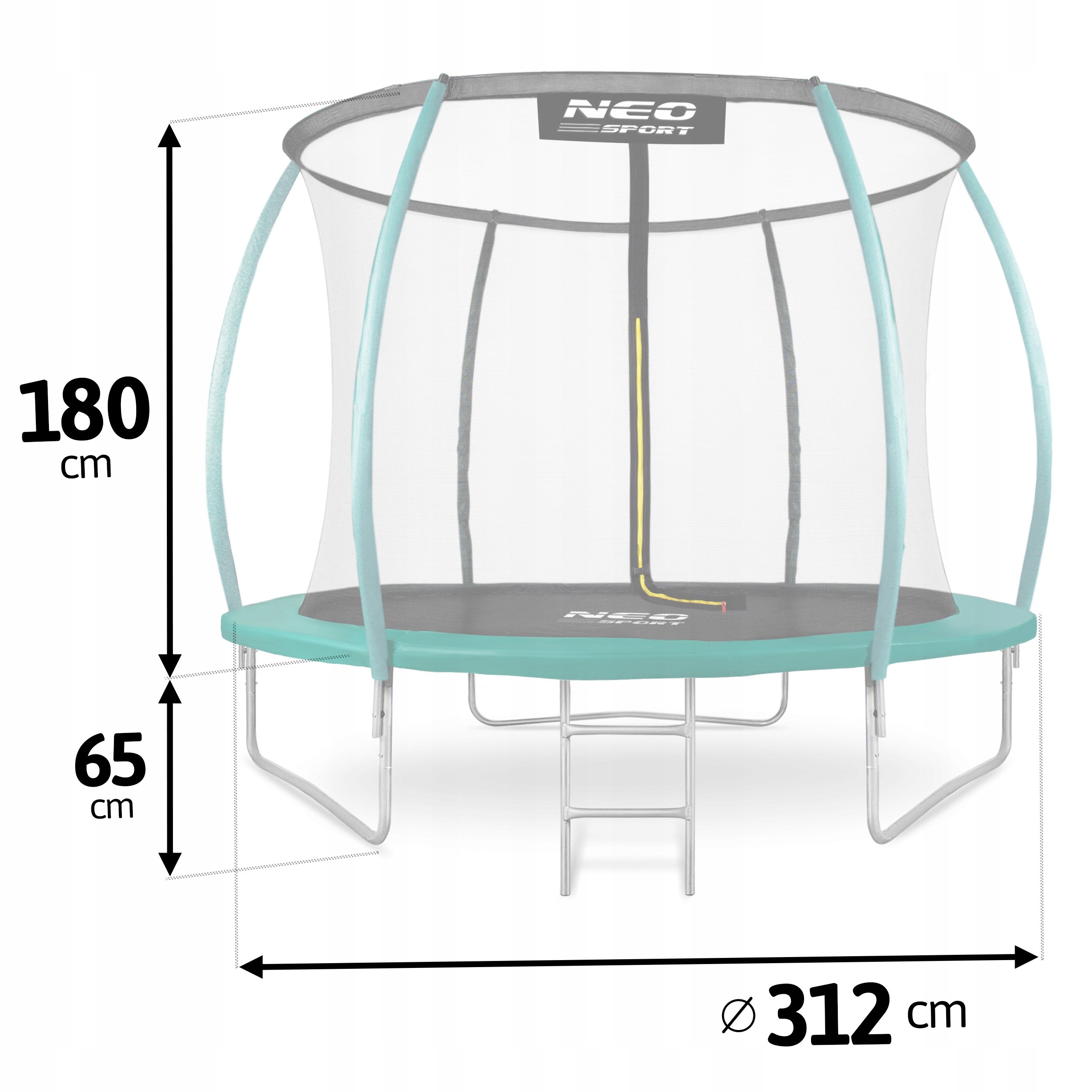 TRAMPOLINA OGRODOWA DLA DZIECI DRABINKA 312cm 10ft Wiek dziecka 3 lata +