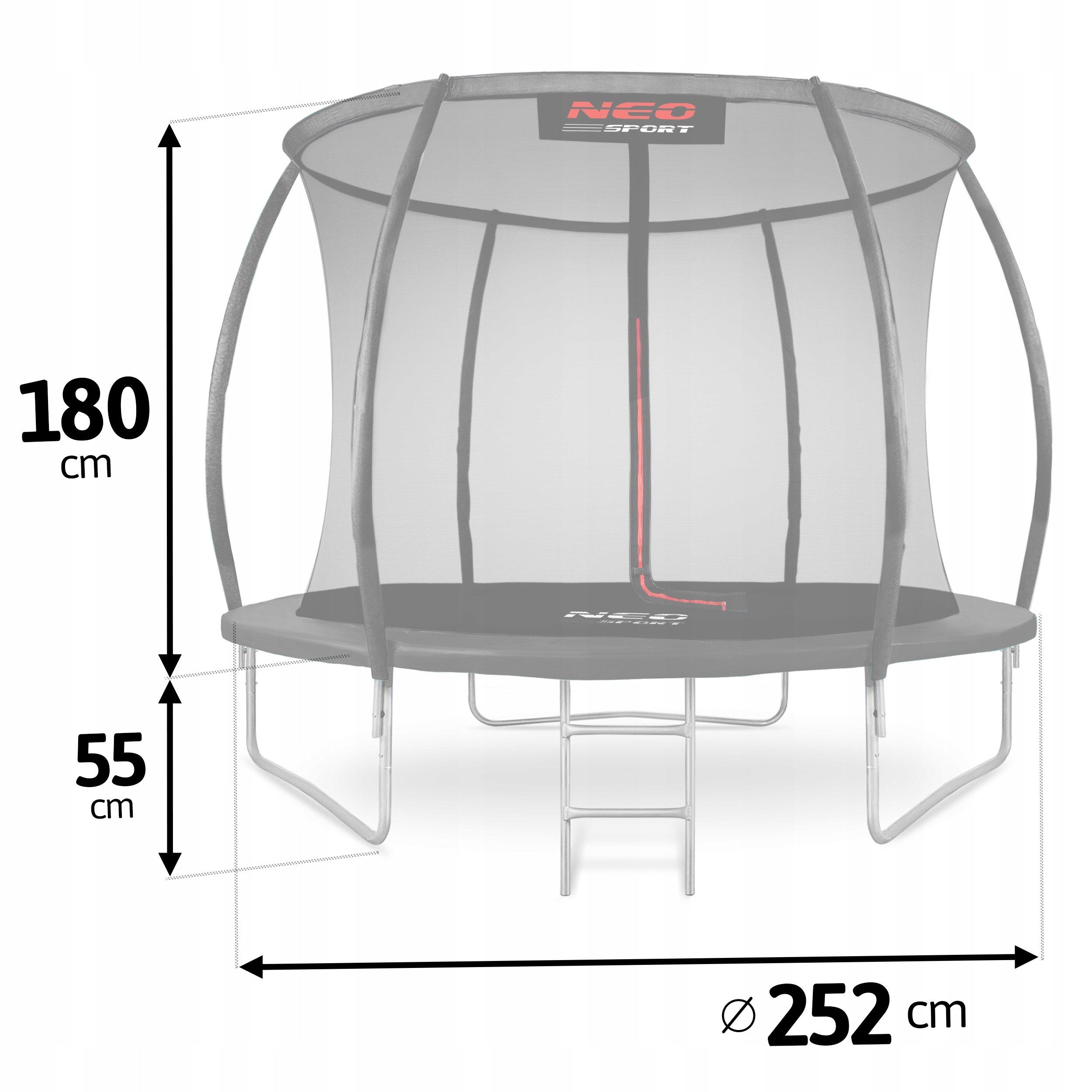 TRAMPOLINA OGRODOWA DLA DZIECI 252cm 8ft NEOSPORT Liczba sprężyn/lin 42