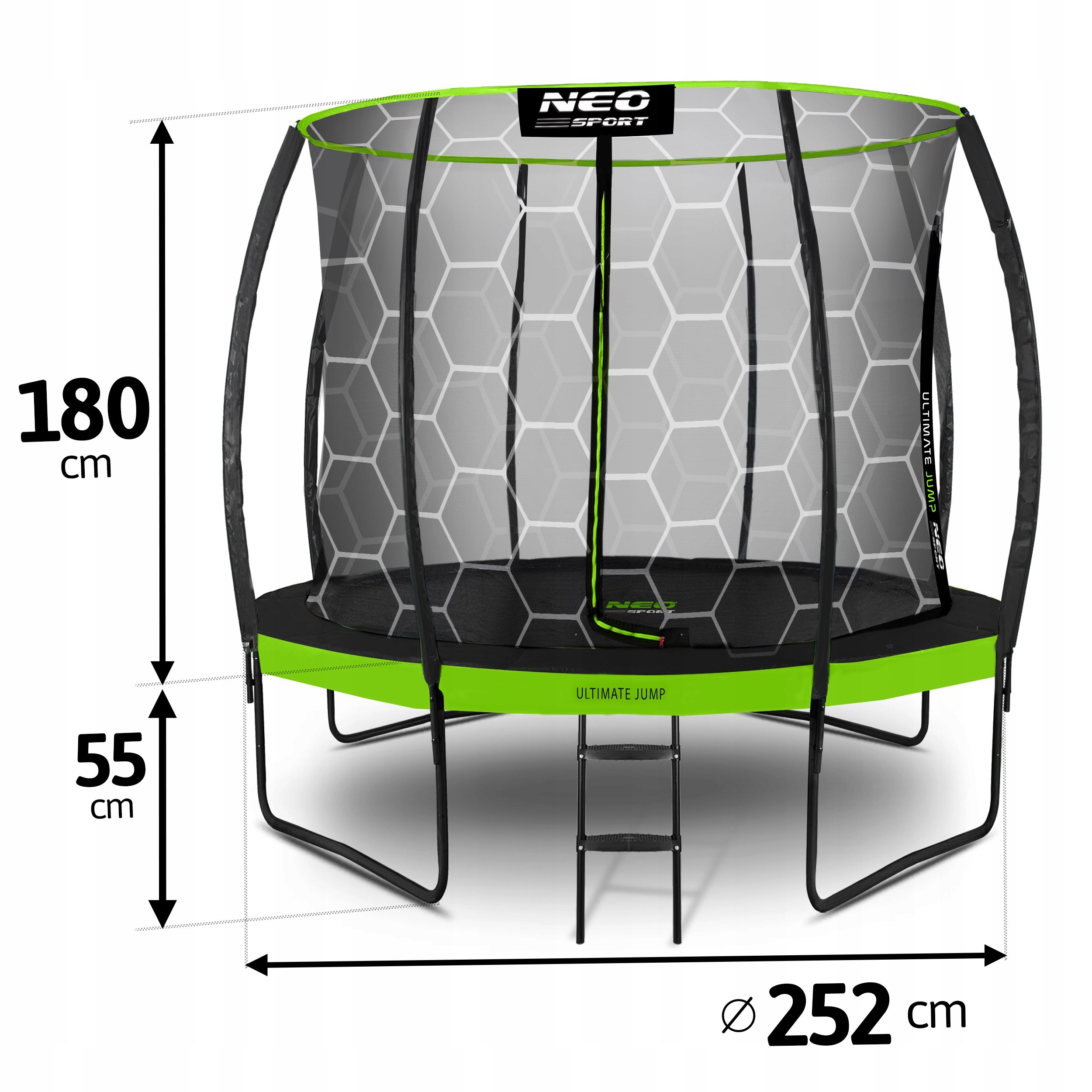 TRAMPOLINA OGRODOWA DLA DZIECI 252cm 8ft NEOSPORT Liczba sprężyn/lin 42